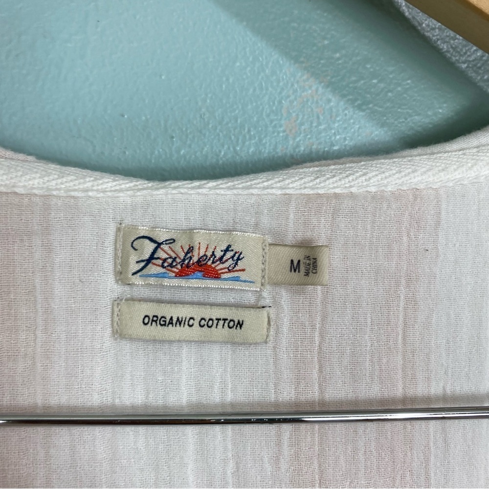 Faherty Baja Surf Dress‎ Cover Up Hoodie Stripes White Peach M Sweater - Picture 3 of 5